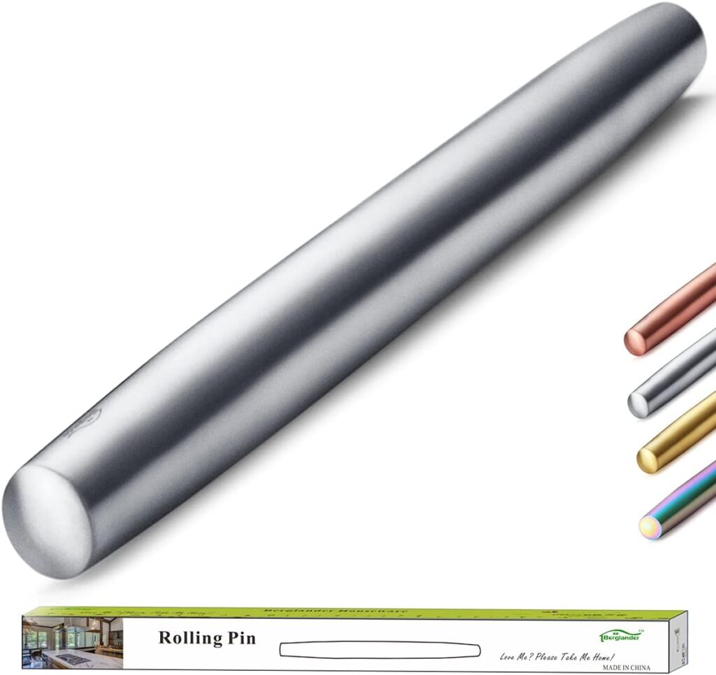 Stainless Steel Rolling Pin, Matte Finish 16.7 Inches, Berglander Rolling Pin for Baking Pizza Dough…