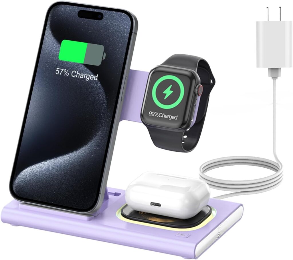 3 in 1 Foldable Wireless Fast Charging Station for Apple Multiple Devices