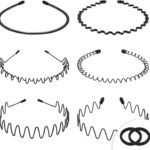 WantGor Metal Headbands, 6 Packs Fashion Unisex Black Hairband Hair Hoop