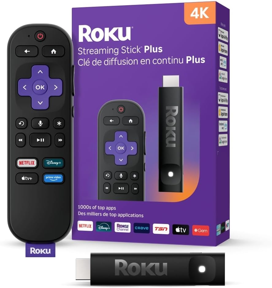 Roku® Streaming Stick Plus 2025 – 4K and HDR Roku Streaming Device for TV with …