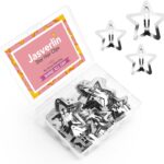 JASVERLIN Metal Star Hair Snap Clips, Silver Y2K Accessories 50 Pcs