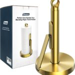 theaoo Heavy-Duty Paper Towel Holder with Tension Arm, Countertop(1, Gold)