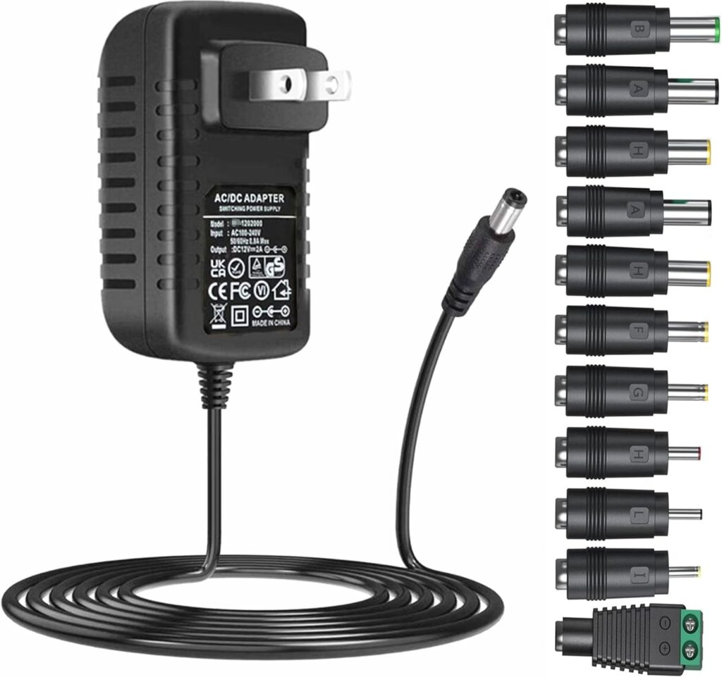12V Power Supply 2A 1A Ac Adapter with 11 Interchangeable DC Plugs AC to DC12V 1…