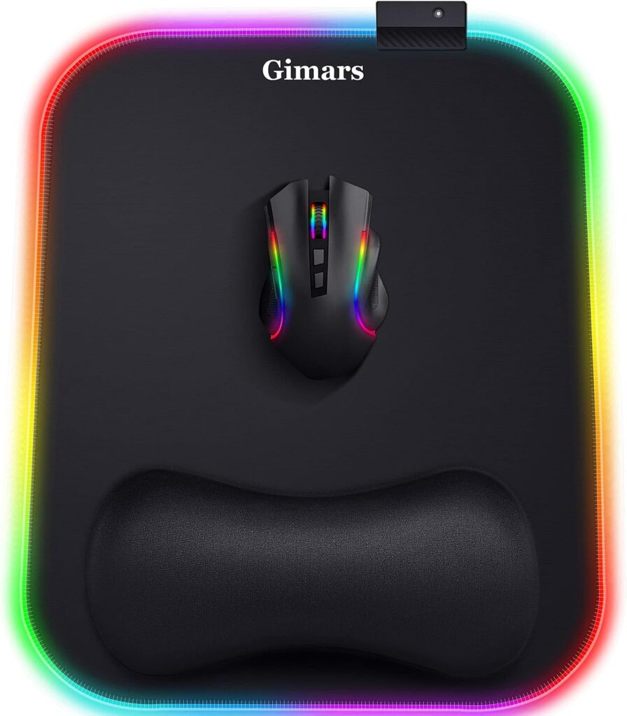 Gimars RGB Mouse Pad with Wrist Rest Support,12 x 10 inch Extra Large Ergonomic Gaming Mouse Pad wit…
