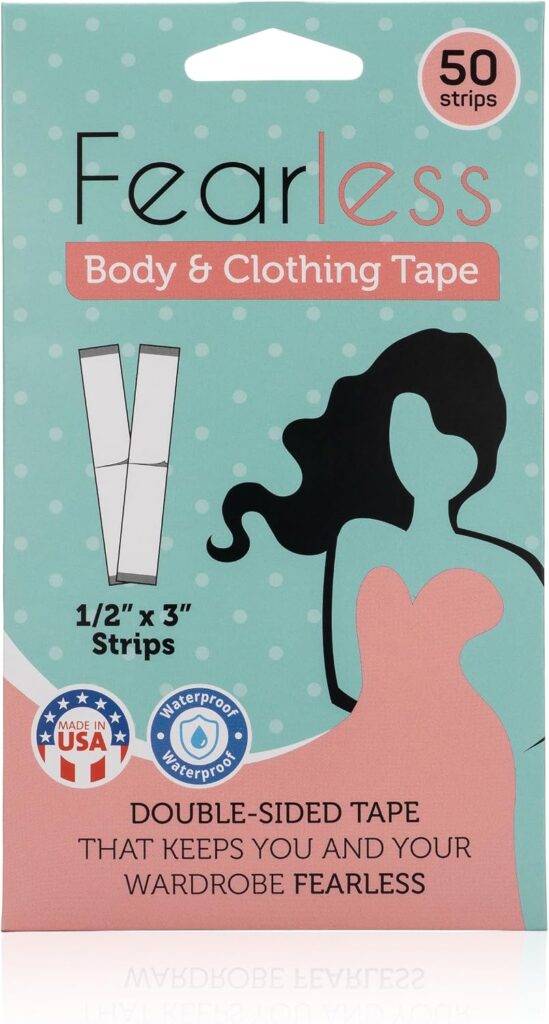 Fearless Tape Double Sided Tape for Fashion, Clothing and Body (50 Strip Pack) | All Day Strength Ta…