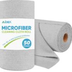 AIDEA Microfiber Cleaning Cloth Roll Grey-50PK, Reusable Paper Towels Tear Away Towels, Washable Sho…