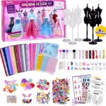 Fashion Design Kit for Girls, Sewing Kit for Kids with 6 Mannequins