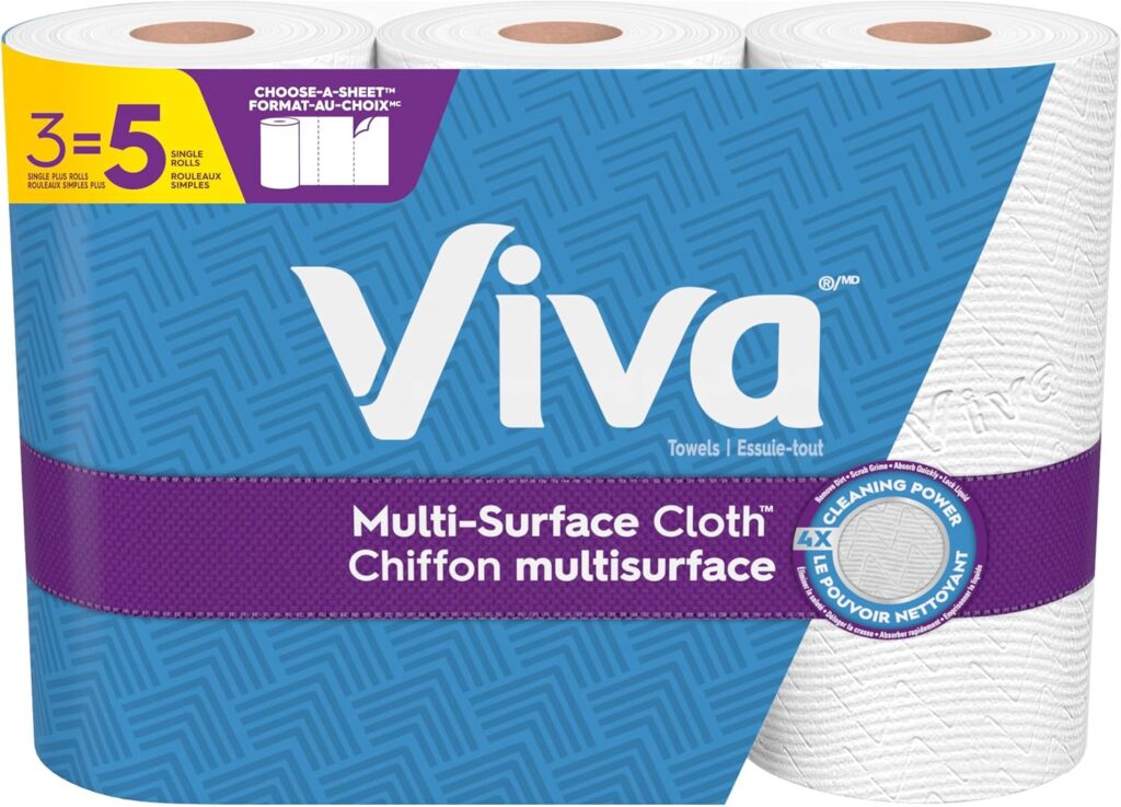 Viva Multi-Surface Cloth Paper Towels, 3 Big Rolls, 83 Sheets/Roll