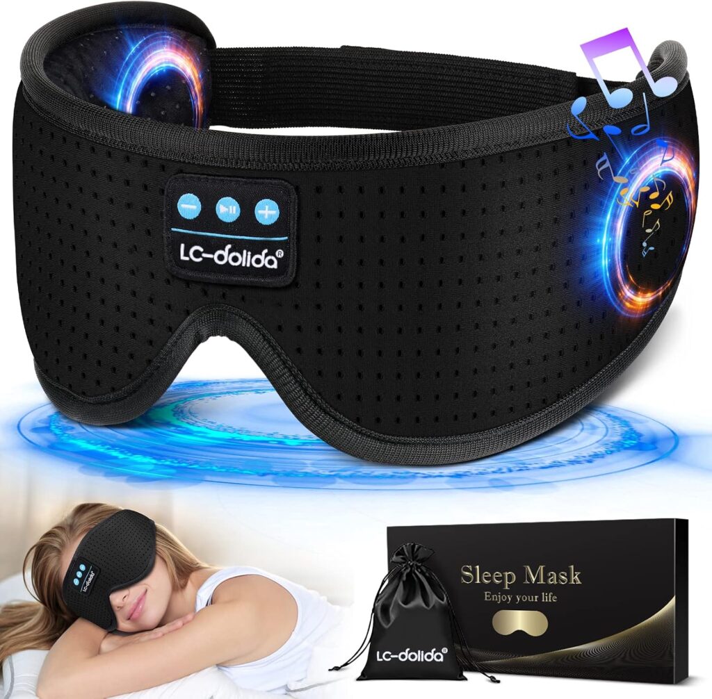 LC-dolida Sleep Headphones, White Noise Bluetooth Sleep Mask 3D Wireless Eye Mas…