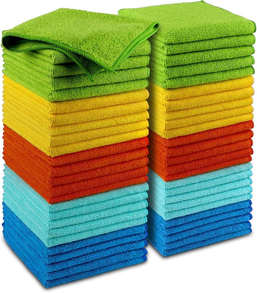 AIDEA Microfiber Cleaning Cloths-50PK, Microfiber Towels for Cars, Premium All-Purpose Car Cloth, Du…