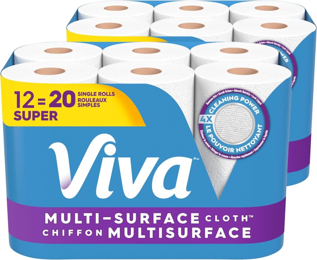 Viva Multi-Surface Cloth Paper Towels, 12 Super Rolls, 81 Sheets per Roll
