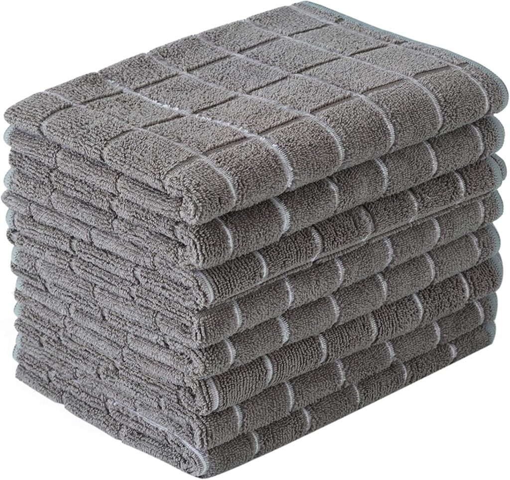 Microfiber Dish Towels – Soft, Super Absorbent and Lint Free Kitchen Towels – 8 Pack (Lattice Design…