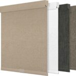 Blackout Roller Shades for Windows – Cordless Linen Fabric Roller Blinds, Thermal Insulated, UV Prot…